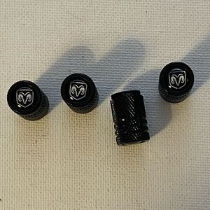 Dodge Logo Valve Stem Caps in Black set of 4 NWT
